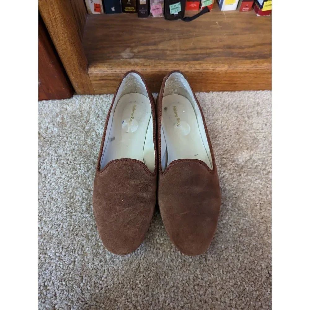 HELENE Rouge tan suede loafers euc sz 37